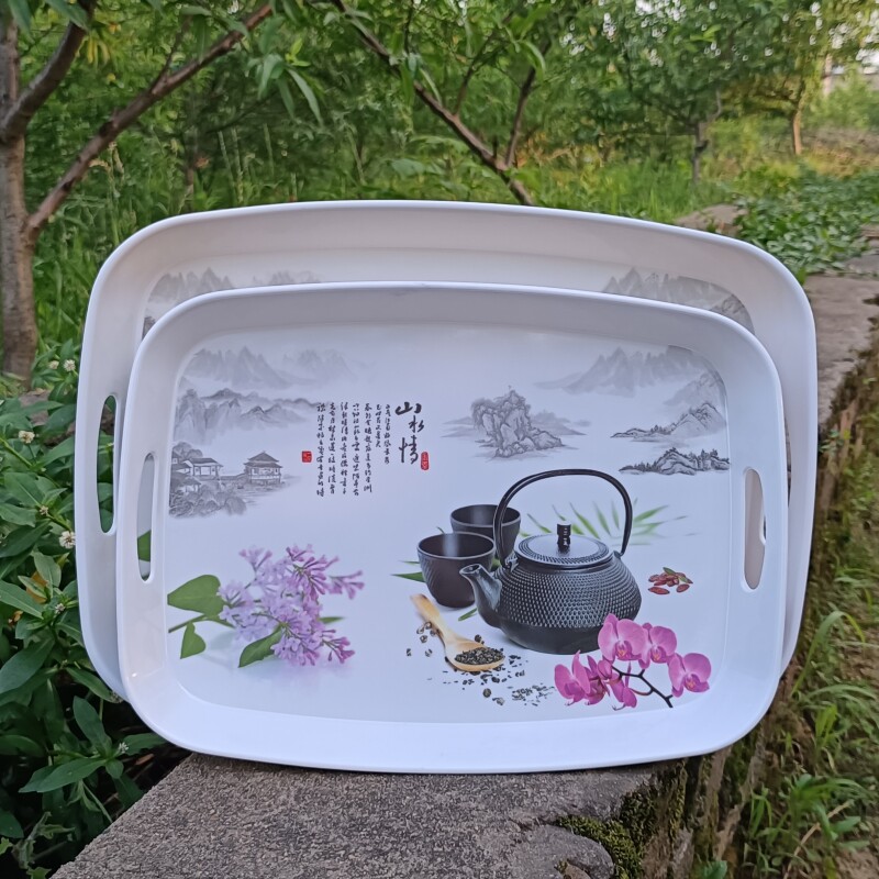 密胺托盘长方形家用茶盘欧式水杯茶盘收纳盘糕点水果水壶收纳托盘