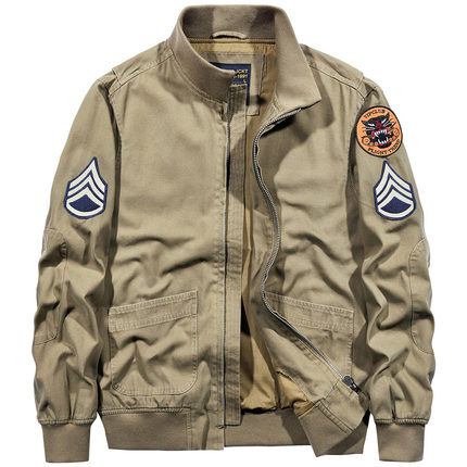 VIP飞行员夹克男潮流纯棉宽松工装外套春秋立领复古vintage上衣服