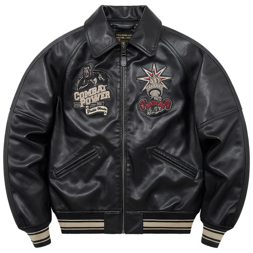 猩猩刺绣夹棉加厚翻领皮衣棉服