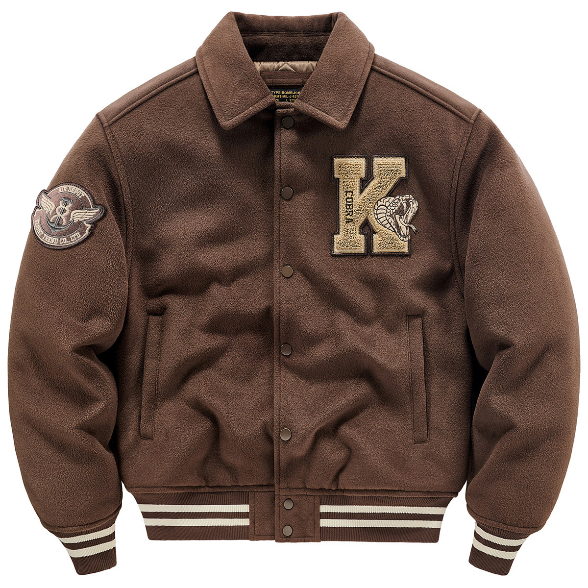 蛇年限定款刺绣毛呢棒球服棉衣