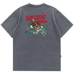 体恤衫 VIP夏季 复古重磅纯棉毛巾绣上衣半袖 T恤男美式 飞虎刺绣短袖