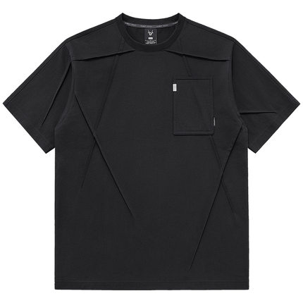 VIP重磅纯棉短袖T恤男解构设计感上衣宽松cleanfit简约半袖体恤衫