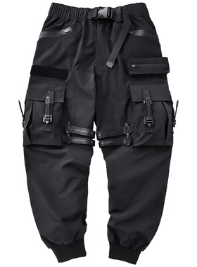 VIP工装裤男春秋宽松多口袋伞兵裤机能风束脚裤休闲运动长裤潮牌