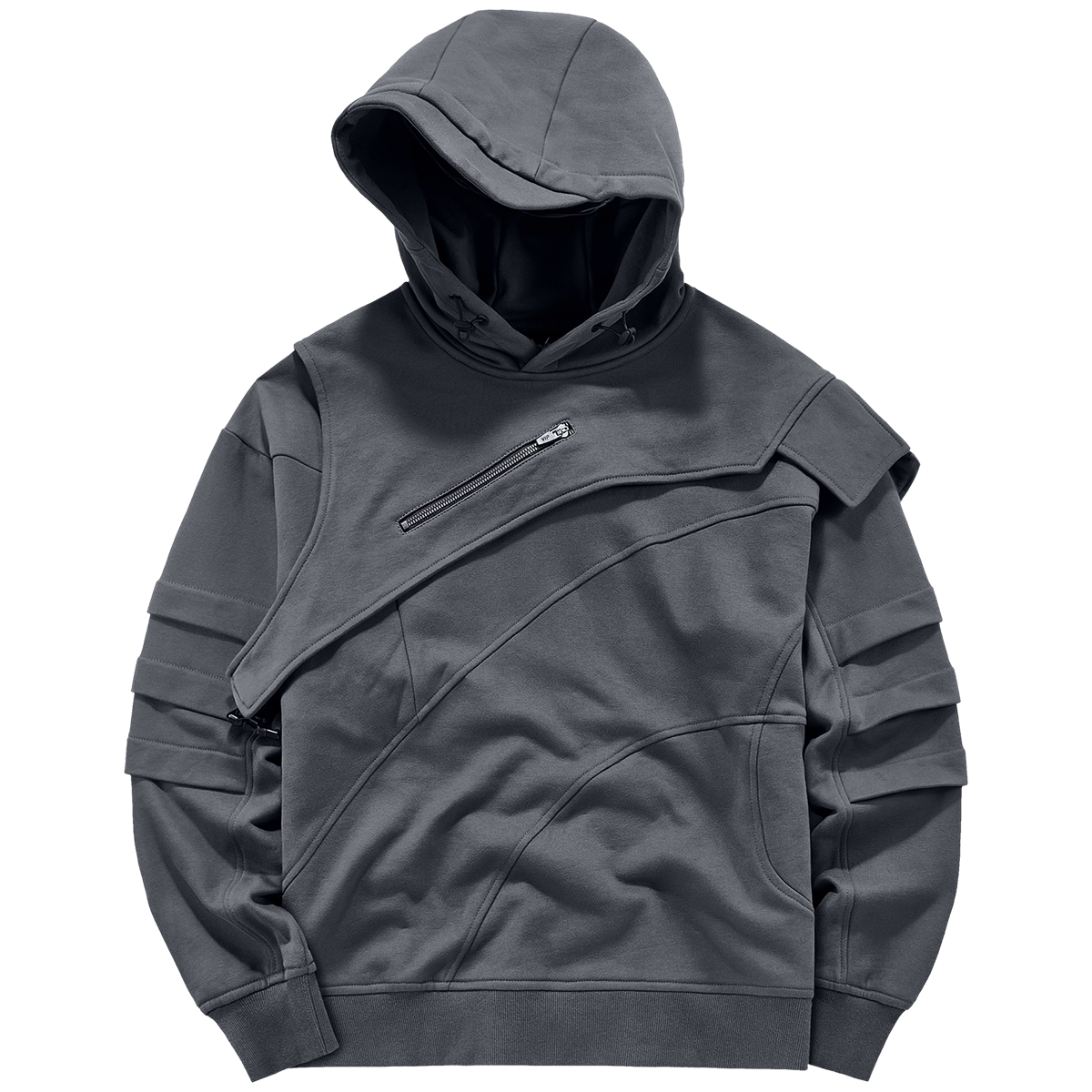 假两件拼接多层次设计感连帽卫衣