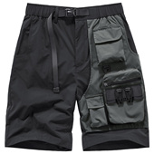 短裤 男夏季 拼接撞色多口袋休闲五分裤 VIP假两件机能工装 宽松中裤