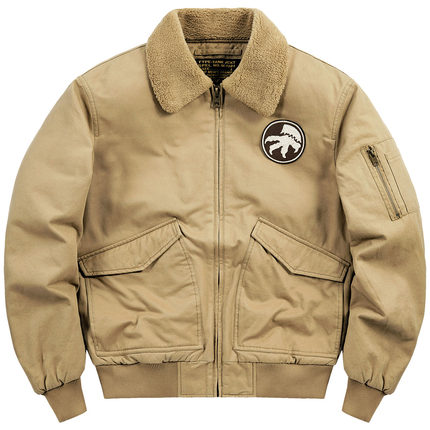 VIP冬季棉衣男士翻领飞行夹克仿羊羔绒工装外套加绒加厚复古棉服