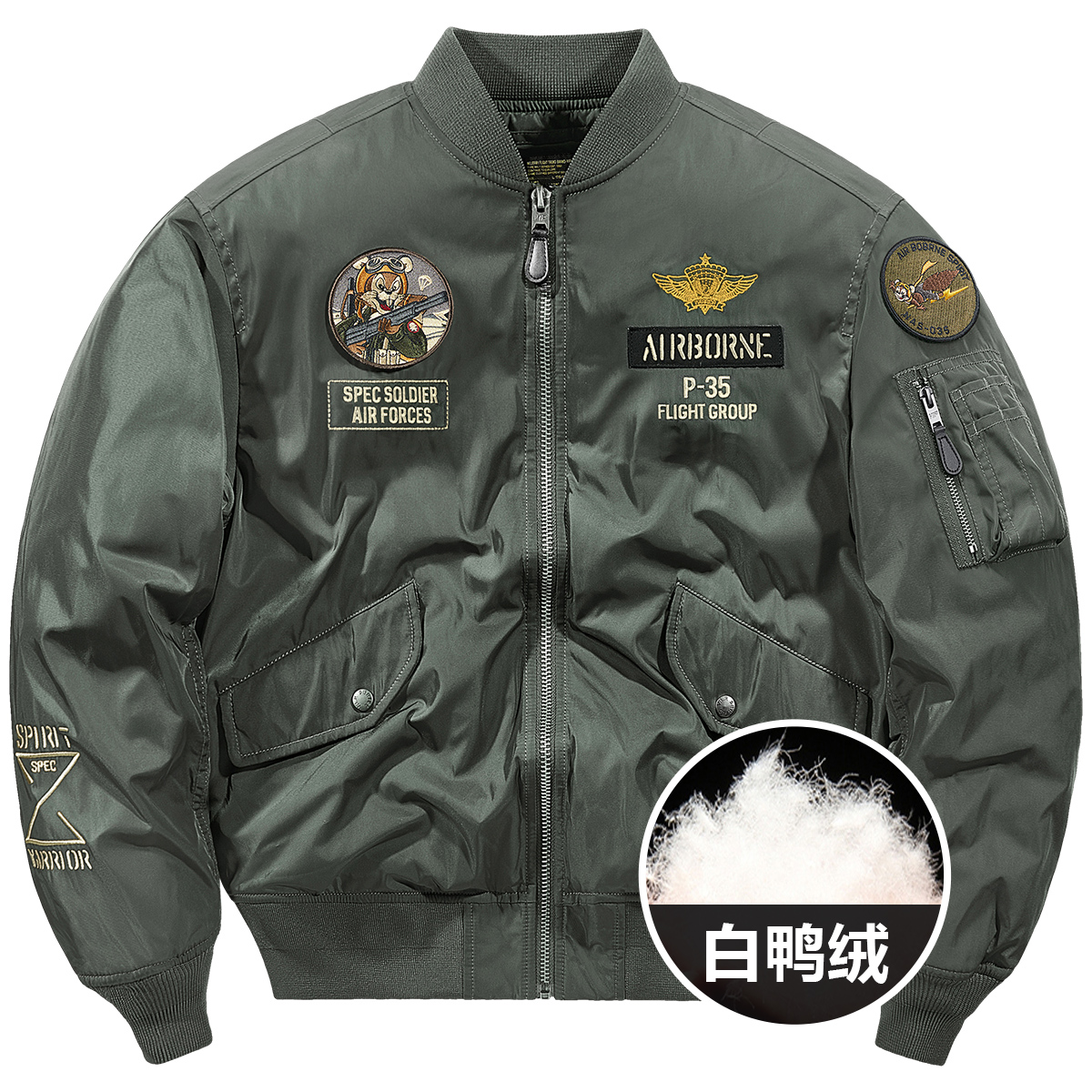 美式复古刺绣徽章加厚棒球羽绒服
