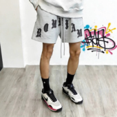 潮流篮球健身运动裤 毛圈宽松休闲四分裤 高街毛巾绣花字母短裤 美式