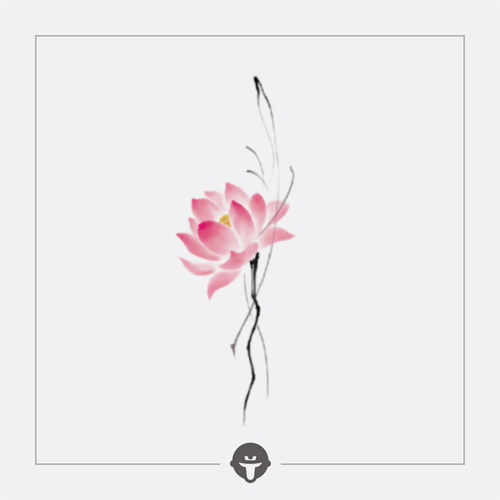 再变纹身贴粉莲花国风防汗彩色