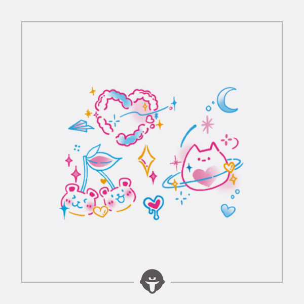 再变纹身贴桃心熊个性彩色diy