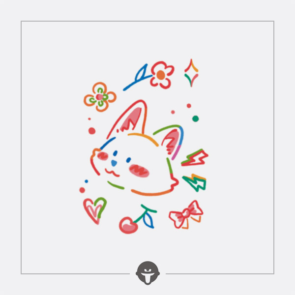 再变纹身贴糖果猫梦幻彩色卡通