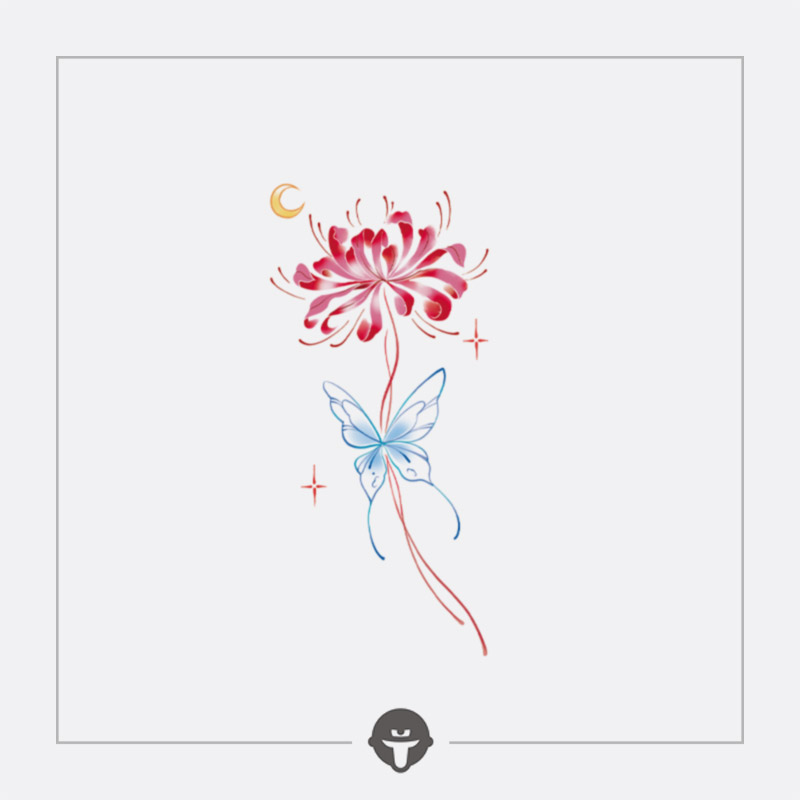 再变纹身贴花漾蝶影蝴蝶彼岸花