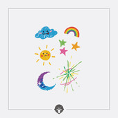 再变 蜡笔世界C个性 彩色纹身贴防水少女卡通可爱多巴胺高级贴纸