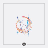 再变 星月猫彩色防水少女纹身贴纸清新月亮猫咪可爱卡通锁骨手臂