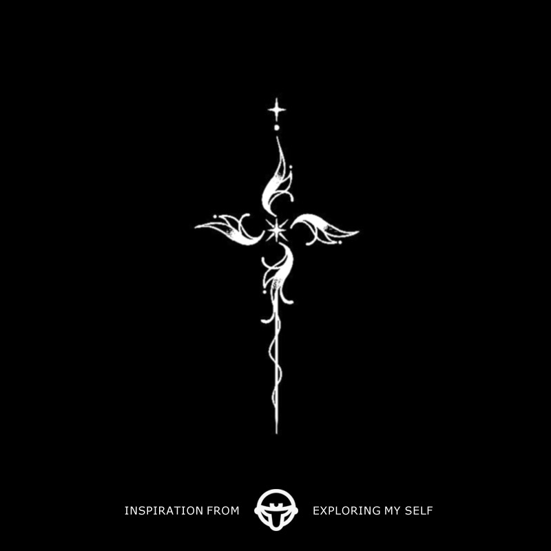 再变草本纹身贴优雅十字女防水