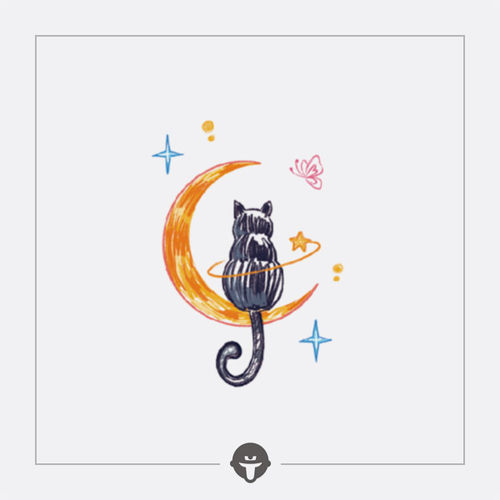 再变纹身贴守月可爱猫咪彩色女