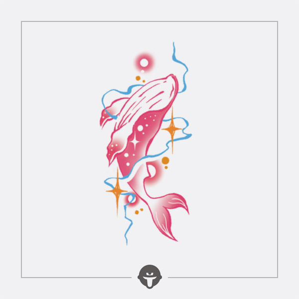 再变纹身贴月光鲸彩色甜美高级