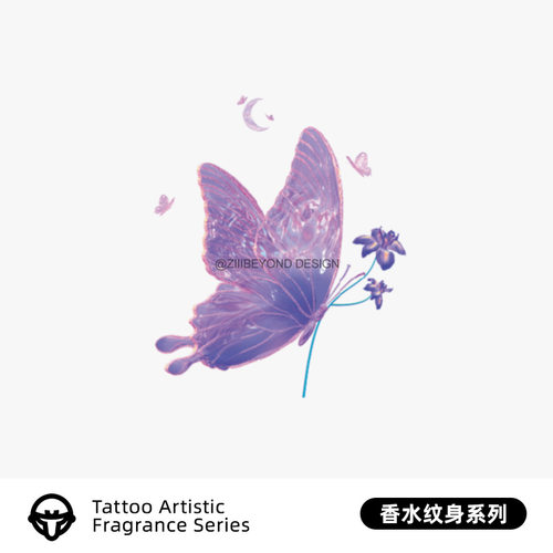 再变彩色香水蝴蝶纹身贴防水