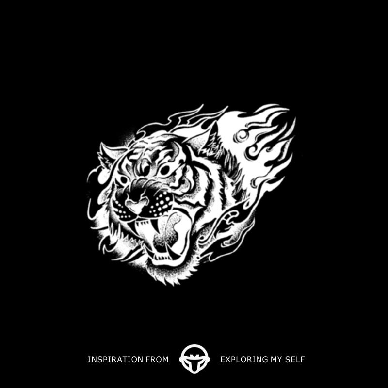 再变 猛虎在心草本纹身贴纸潮酷霸气手臂图案防水持久男女款原创