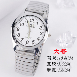 弹簧松紧带夜光中老年人手表防水长辈老人表男表女表大数字电子表