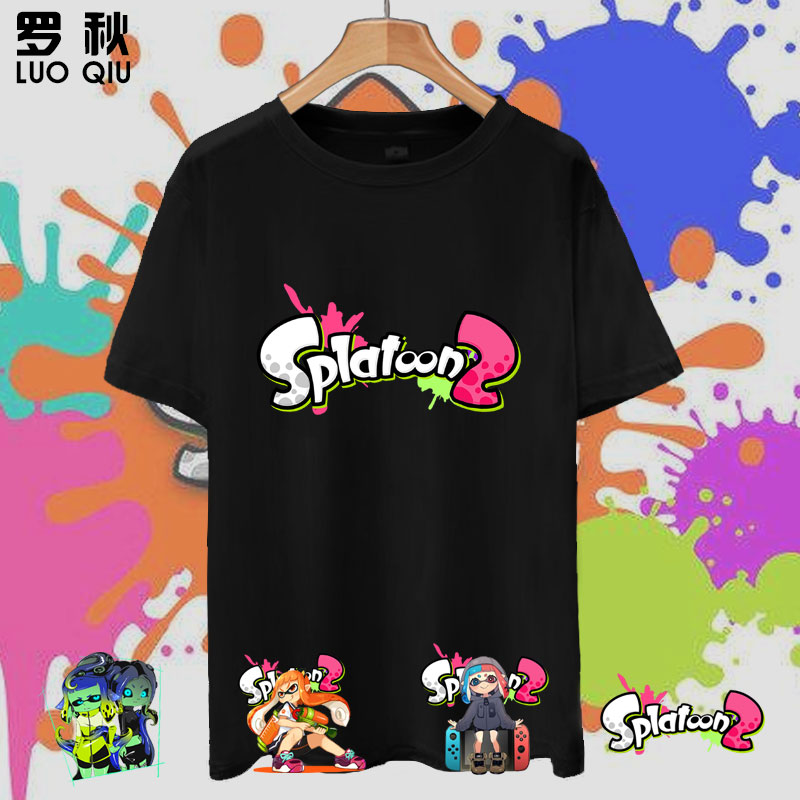 喷射战士Splatoon2游戏二次元周边短袖t恤衫男女纯棉半袖宽松衣服 男装 T恤 原图主图