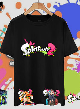 喷射战士Splatoon2游戏二次元周边短袖t恤衫男女纯棉半袖宽松衣服