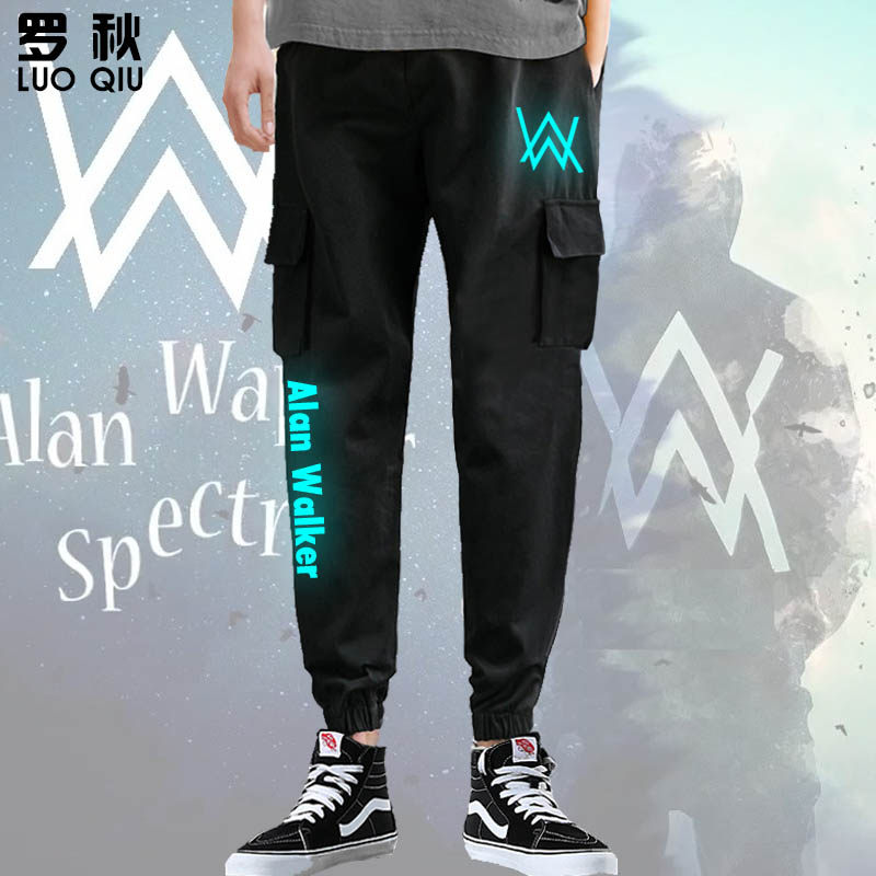 艾伦沃克Alan Walker周边Faded反光夜光工装裤子男士运动休闲长裤
