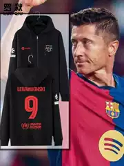 24-25 Season Barcelona Team Uniform Yamal Lewandowski Football Clothing Cardigan Sweatshirt Unisex Hooded Jacket