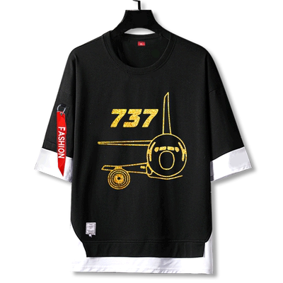 波音飞行员假两件短袖t恤衫