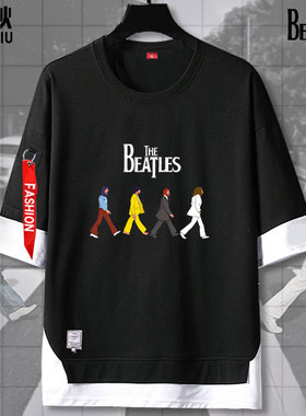 披头士周边甲壳虫The Beatles中袖Nirvana短袖t恤衫男5五分袖衣服