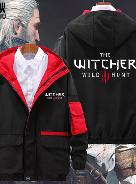 巫师3狂猎The Witcher杰洛特武士周边拼接连帽夹克衫男女学生外套