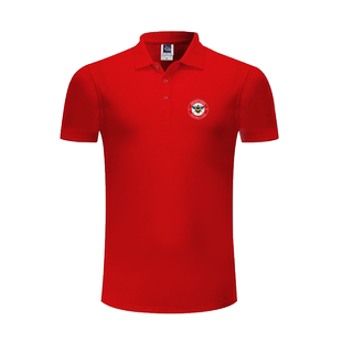 布伦特福德队蜜蜂红白军足球迷POLO衫男女翻带领短袖t恤半袖体恤