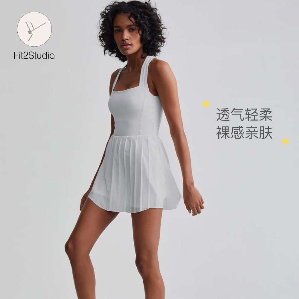 Fit2Studio现货正品｜Varley交叉露背修身防走光现身运动网球裙-封面