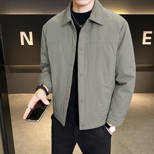 轻薄衬衫式羽绒服男冬季2026新款修身短款极简行政夹克式鸭绒外套