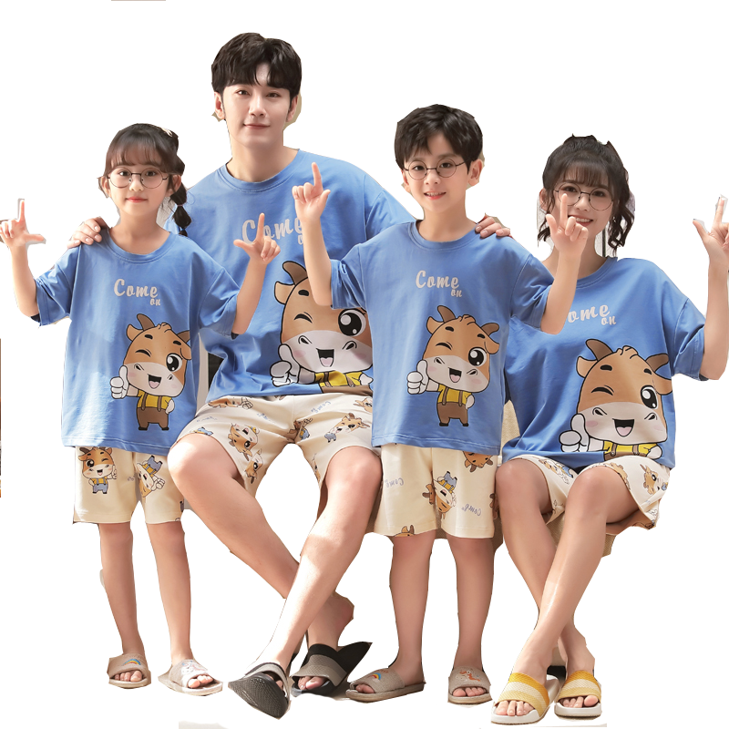 2套价情侣睡衣女夏季纯棉短袖薄款韩版可爱夏天两件套装男家居服