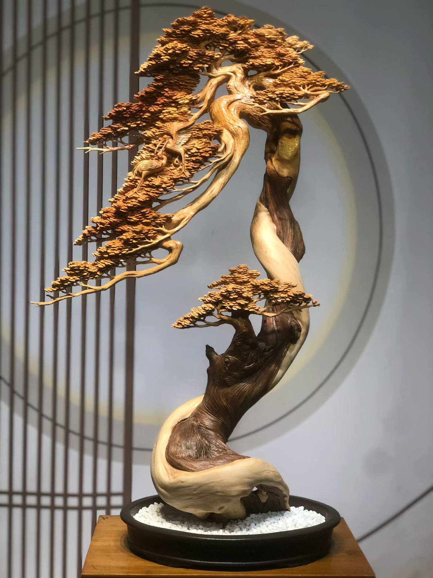 崖柏陈化料迎客松摆件天然随形木雕山水花鸟动物雕刻工艺品