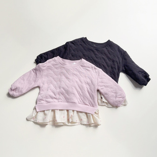 日单尾货80-100婴童女宝宝秋冬夹棉套头上衣保暖faire la bise