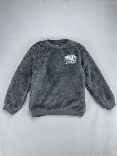 104-140cm可爱风男童圆领卫衣春秋长袖印花套头衫深灰色