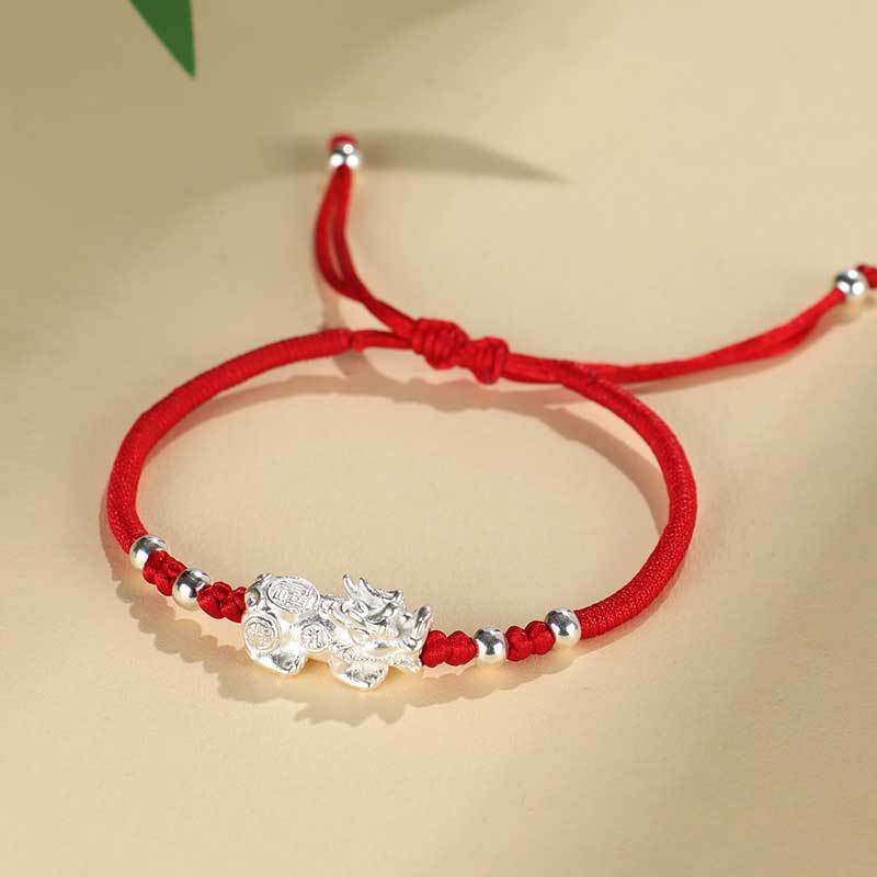 999纯银貔貅小红绳手工编织手绳男女本命年国风简约手链编织绳,饰品/流行首饰/时尚饰品新,银饰手链,淘宝优惠券,粉丝福利购,淘宝优惠卷