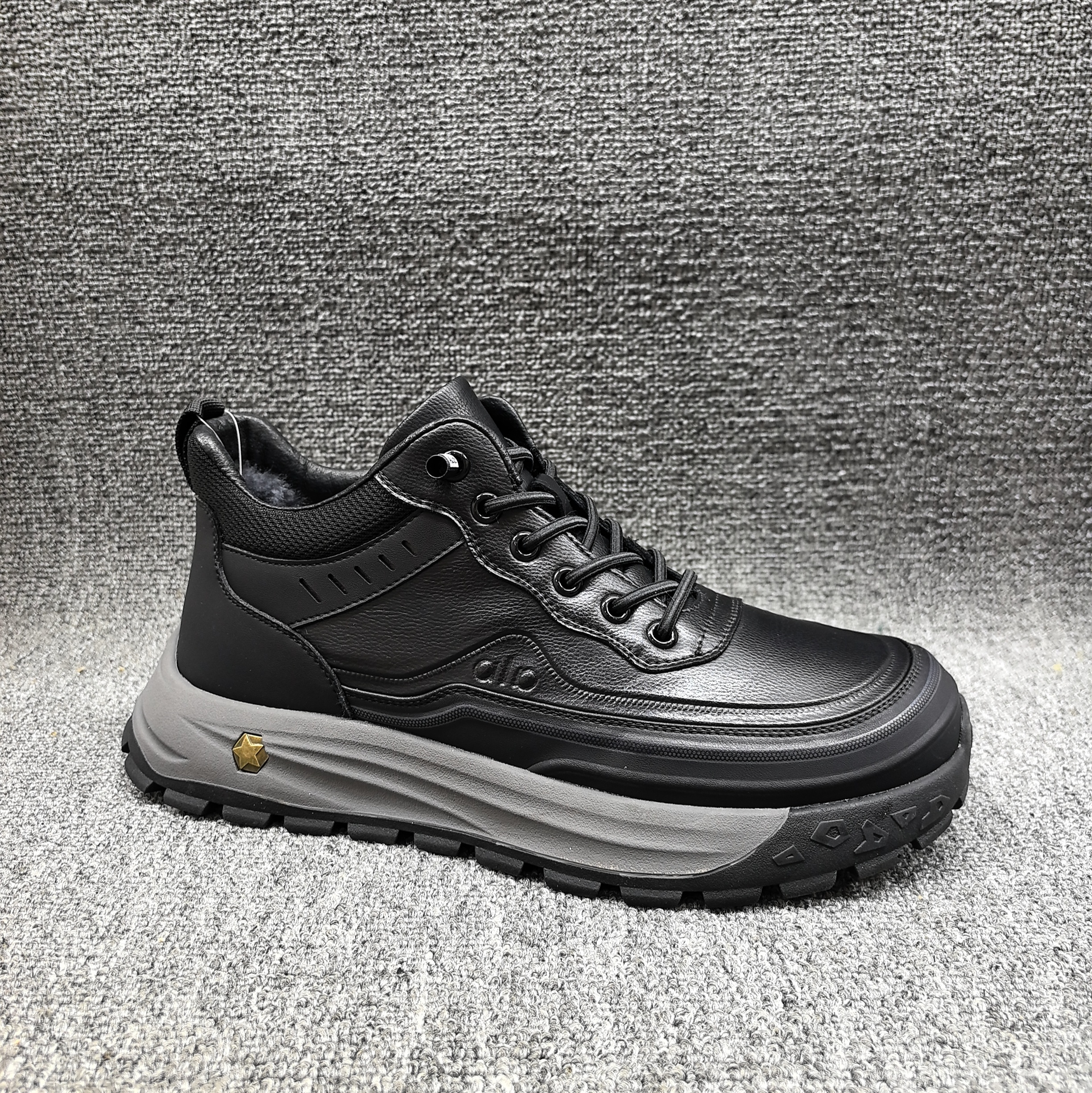 头层牛皮东北加厚棉鞋厚底男鞋