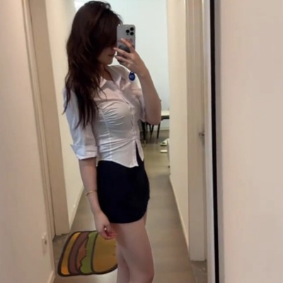 性感御姐风收腰显瘦白衬衫女职业装长袖衬衣包裙采耳足道技师工服