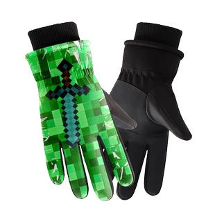 儿童手套冬男孩防水五指男童女童保暖玩雪苦力怕滑雪手套我的世界