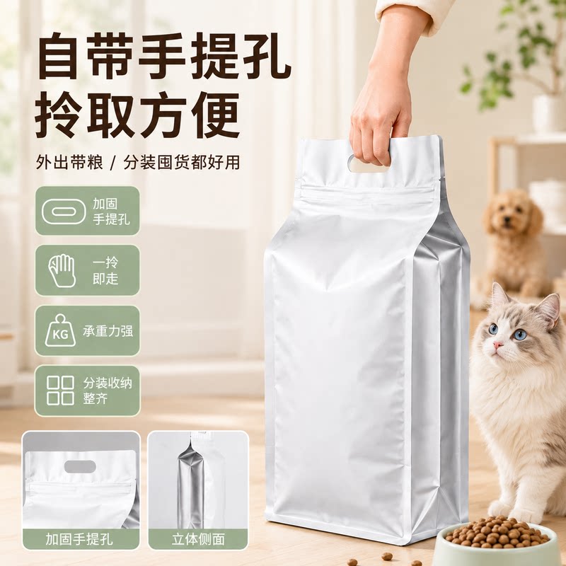 宠粮八边封包装袋加厚纯铝遮光自立袋猫粮狗粮宠物零食分装袋