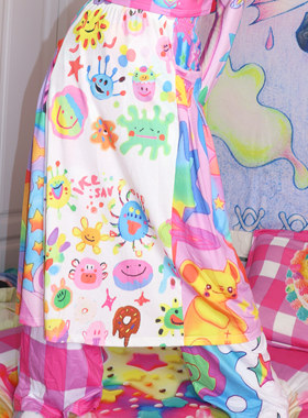 霓虹细胞/LEERROO 原创设计童趣可爱甜酷风秋松紧半身裙