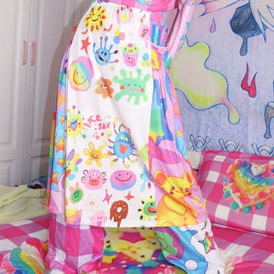 霓虹细胞/LEERROO 原创设计童趣可爱甜酷风秋松紧半身裙