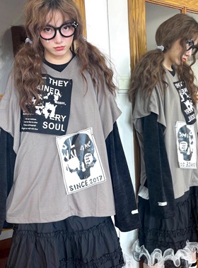 仅15件！售完不补LEERROO暗黑朋克宽松短袖衬衫雪尼尔卫衣两件套