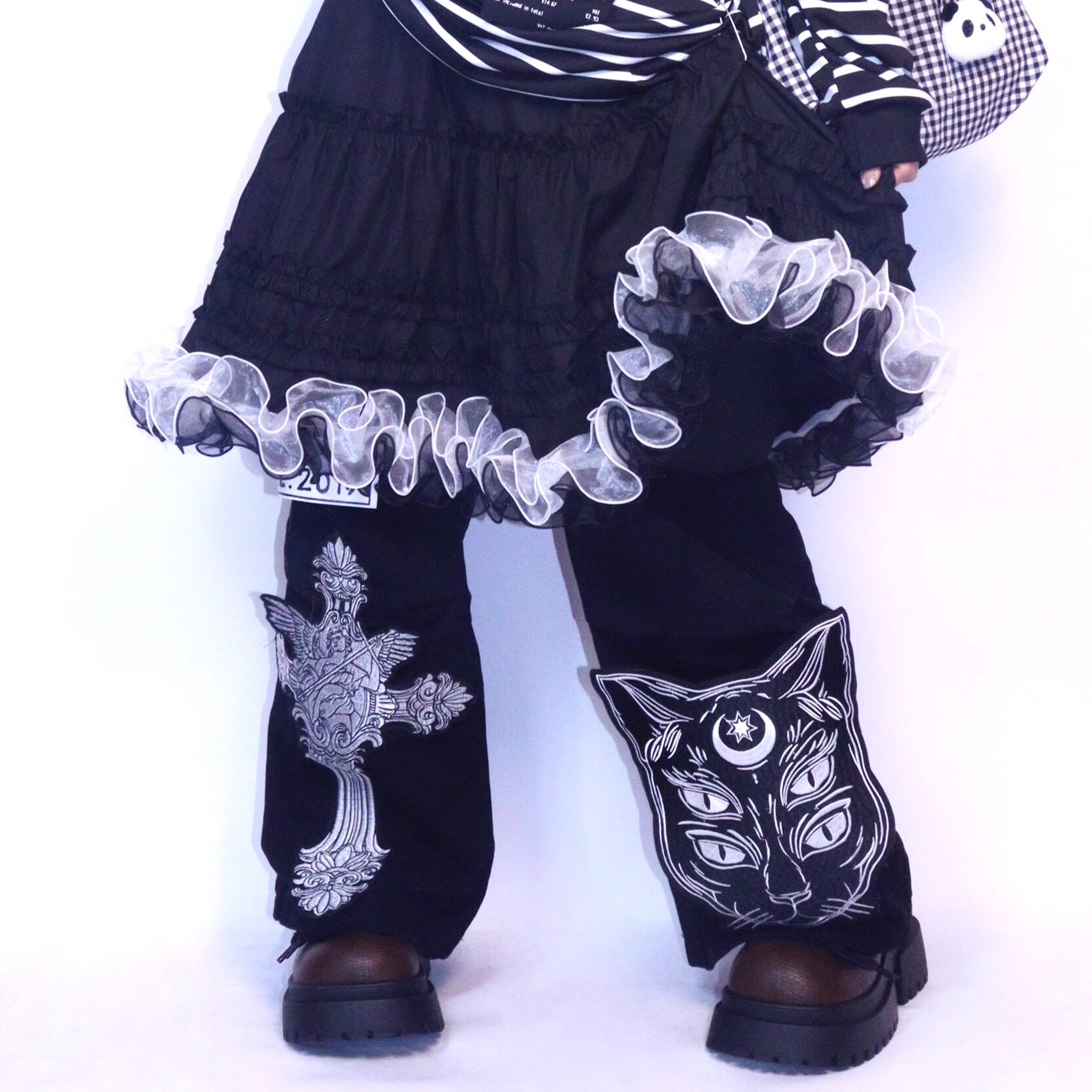 哩弱《奥利奥蛋糕》拼接木耳花边半身裙甜酷松紧腰纯色A字长裙,女装/女士精品,半身裙,淘宝优惠券,粉丝福利购,淘宝优惠卷