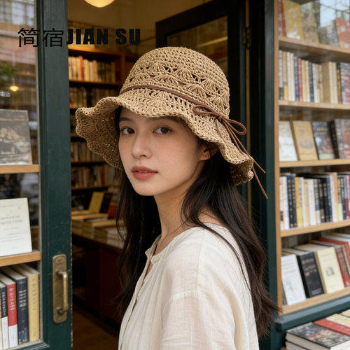 夏季镂空防晒大檐渔夫帽海边草帽