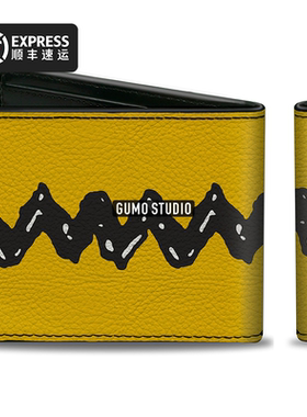 GUMO代购史努比花生漫画查理布朗PEANUTS周边钱包卡夹正版黑黄色