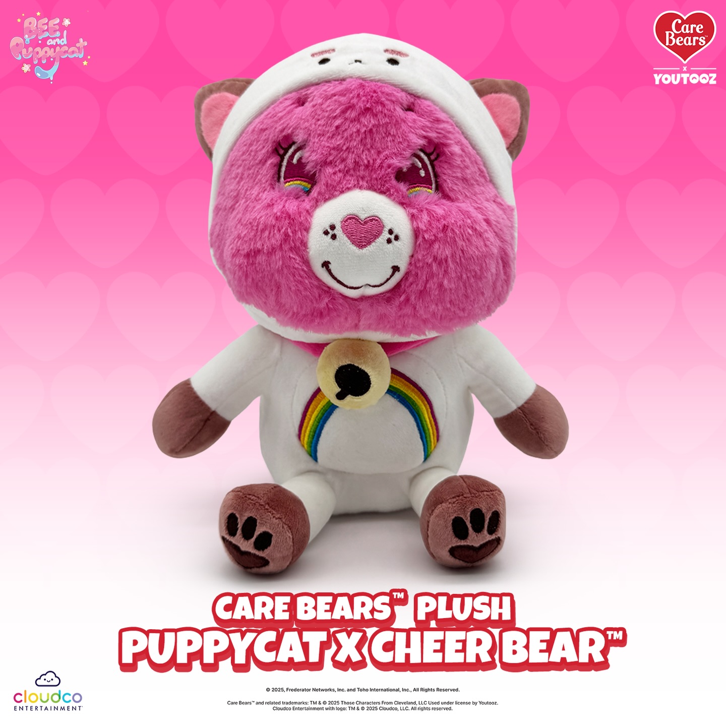 限量顺丰Gumo限时联动23cm 蜂妹狗狗猫×爱心熊 粉白色毛绒玩偶RR